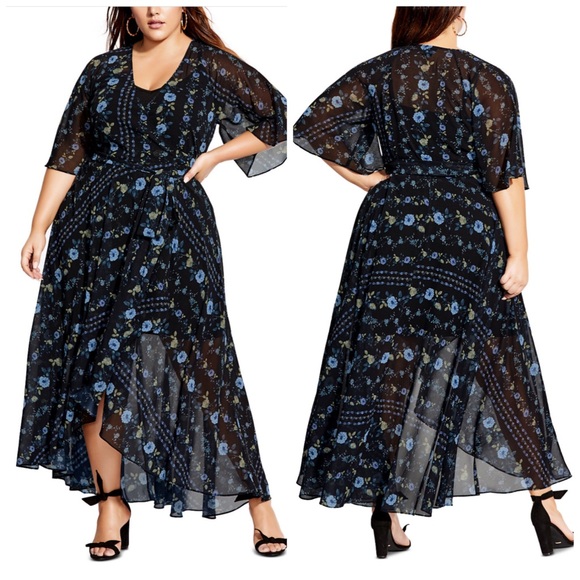 City Chic Dresses & Skirts - City Chic Meadow Stripe Maxi Wrap Dress Plus Sz 22